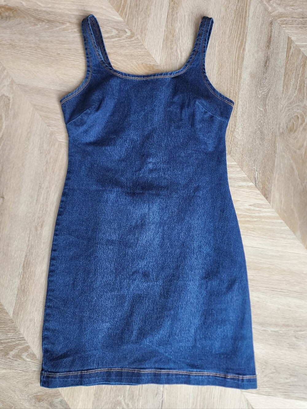 Cute Fitted Blue Jean Mini Tank Dress Size Small